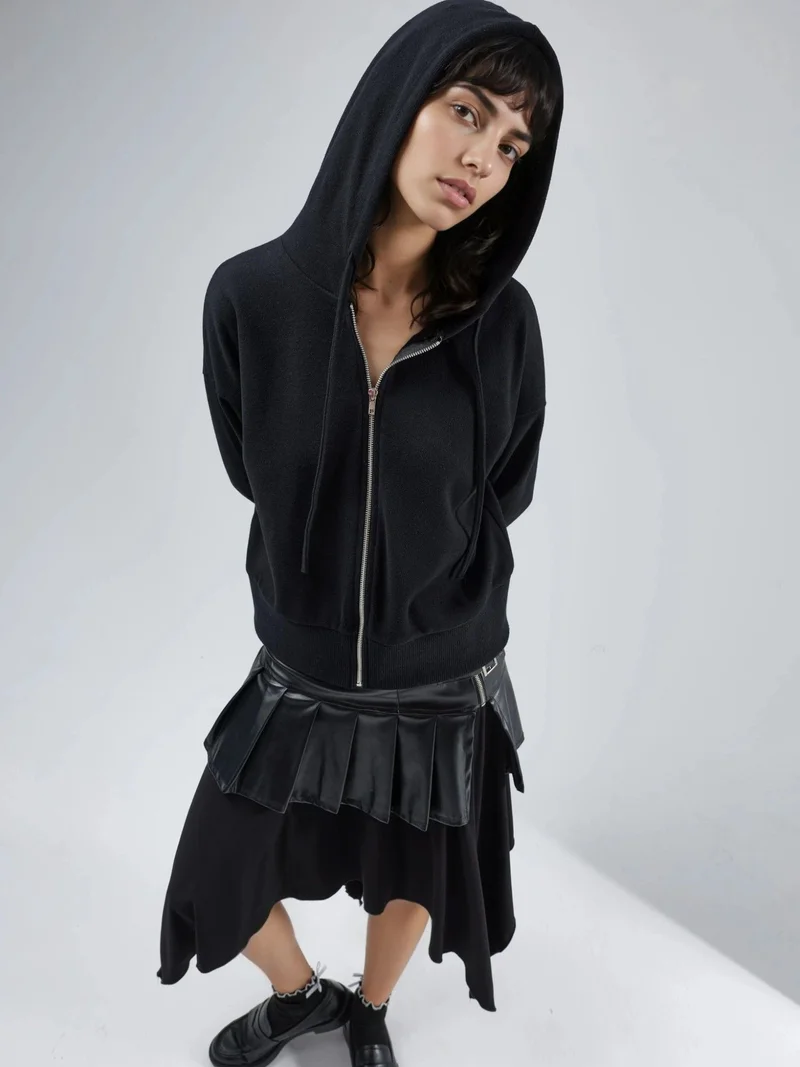 Busem Black BUSEM Hooded Zipper Jacket with Pockets for Women | Best Price UAE